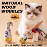 Interactive Wobble Feather Cat Toy for Batting and Pouncing