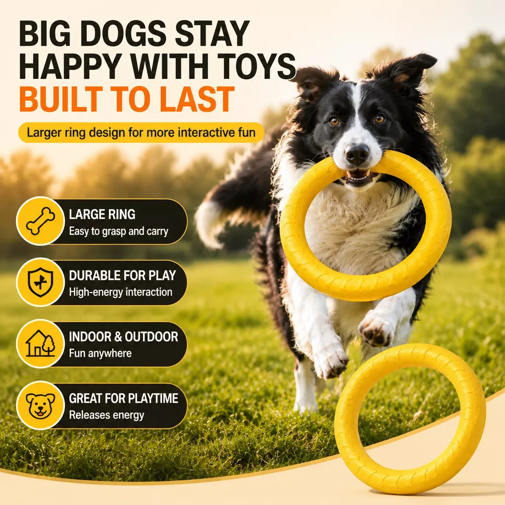 Silicone Dog Ring Toy for Fetch and Tug Play
