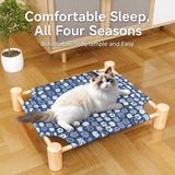 Elevated Wood Frame Pet Bed with Removable Polyester Cover