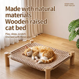 Elevated Linen Pet Bed with Solid Wood Frame