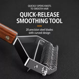 Double-Sided 20-Tooth Grooming Rake for Large Dogs & Long-Haired Cats
