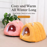 Semi-Enclosed Winter Cat Bed with Slipper-Style Tunnel