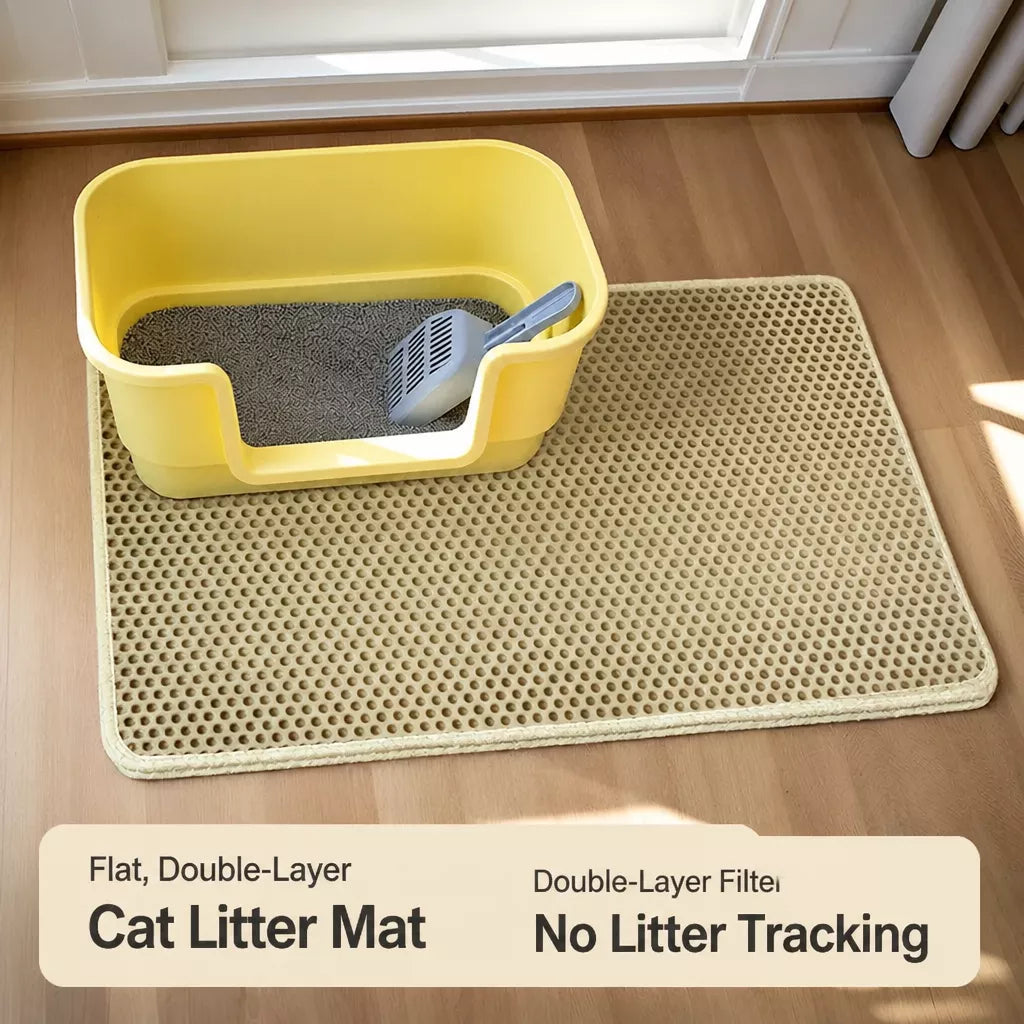 Double-Layer Cat Litter Mat with Cut-to-Fit Design