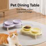Elevated Ceramic Pet Bowl Set with a Double-Bowl Stand