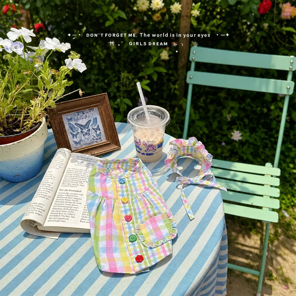 Plaid Color-Block Back-Closure Pet Shirt