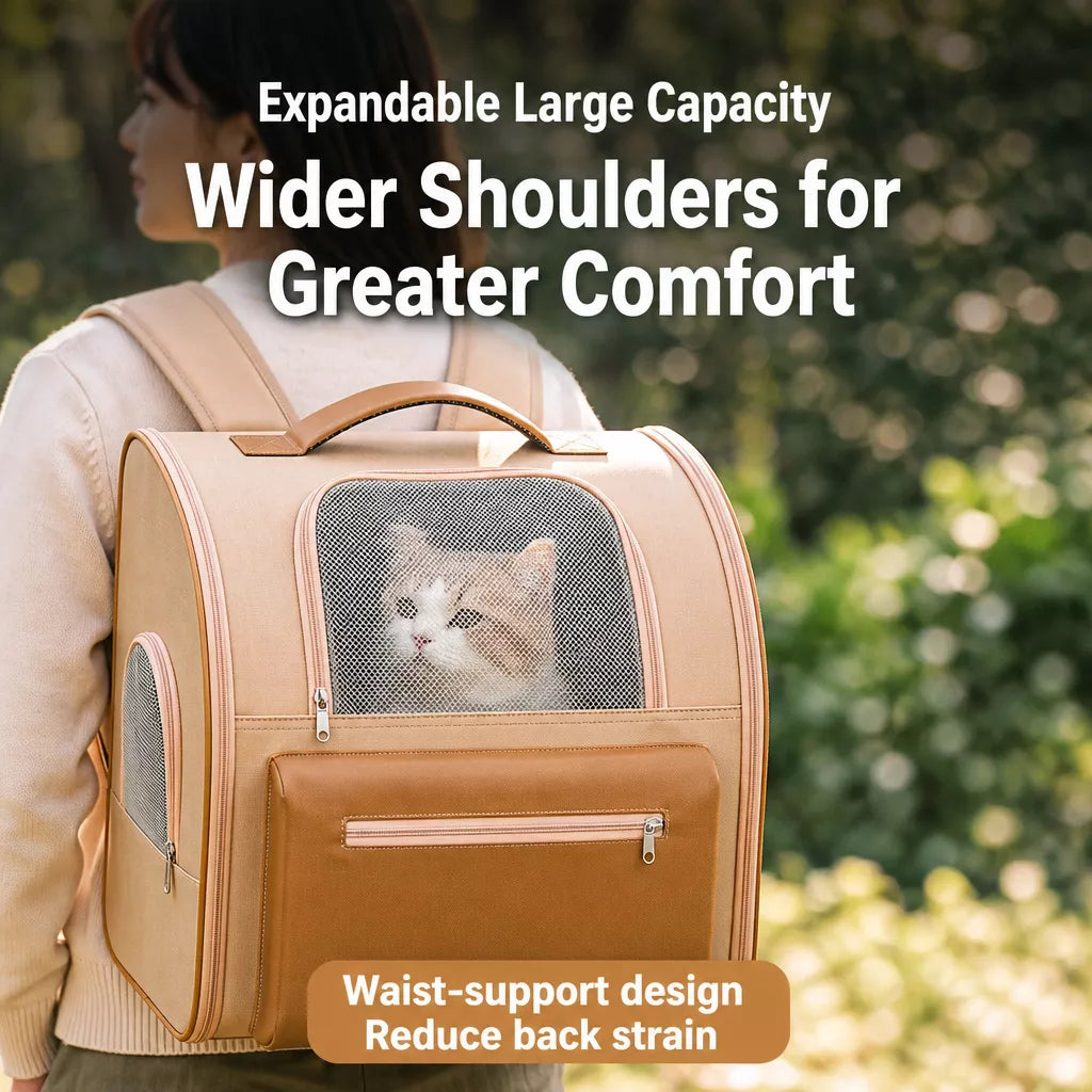 Expandable Pet Carrier Backpack for Pets Up to 16 lb
