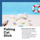 Retractable Cat Wand Toy with Fish-Shaped Teaser