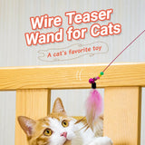 Steel Wire Cat Teaser Wand with Feather and Bell