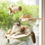 Window-Mounted Cat Perch with Space Pod