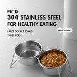 Stainless Steel Double Pet Bowls with Elevated Stand