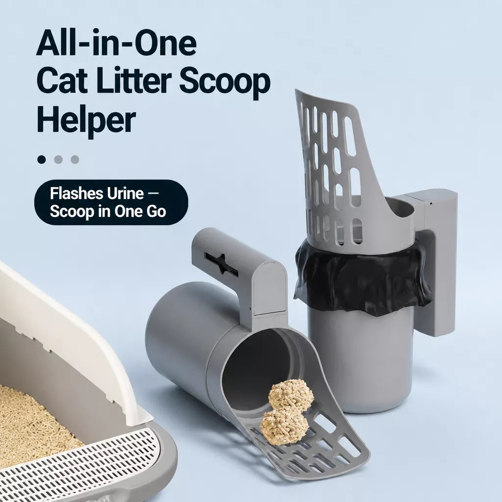 Cat Litter Scoop with Built-In Waste Bag Holder