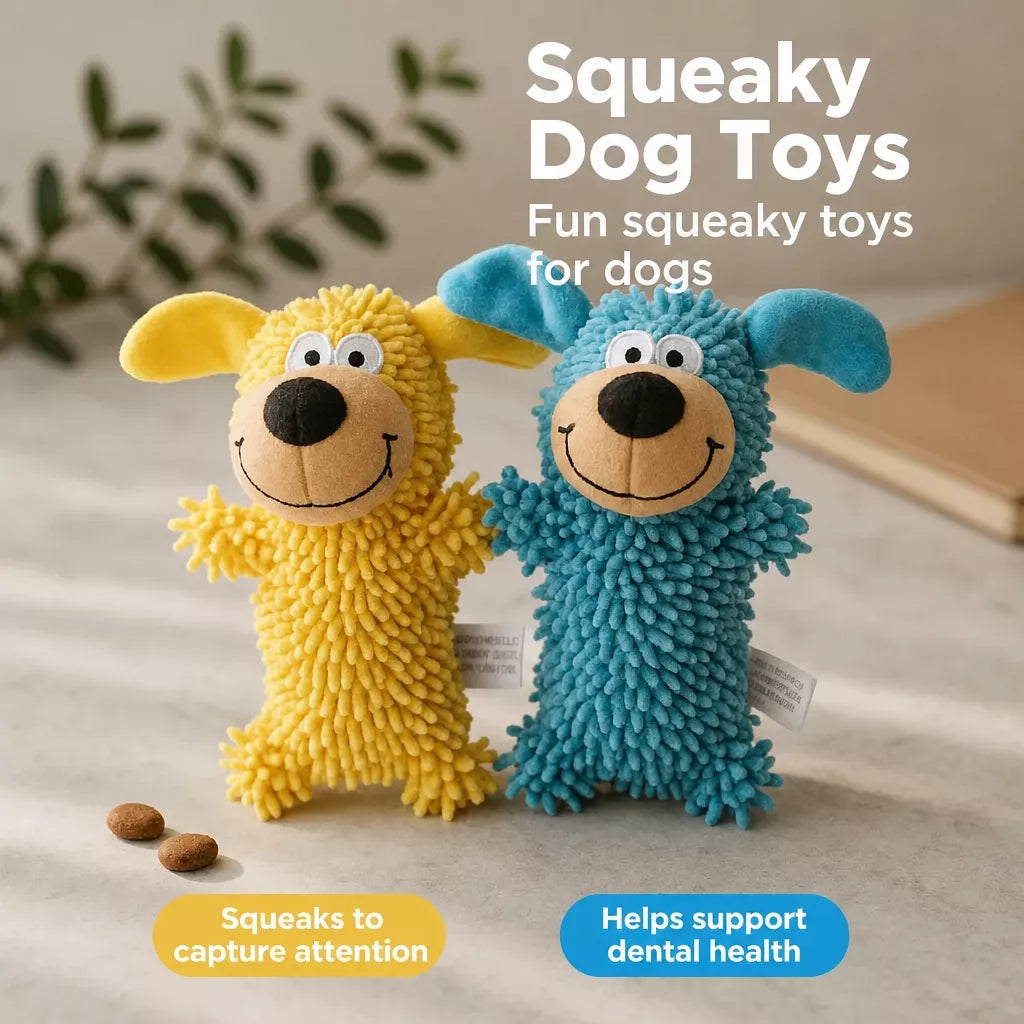 Squeaky Fleece Mop Dog Toy