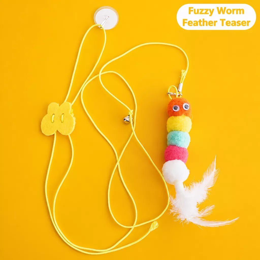 Hanging Feather Cat Teaser Toy with Elastic Cord