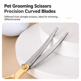 Dog Grooming Shears Set with Thinning, Curved & Straight Shears