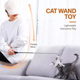 Cat Teaser Wand with Interchangeable Feather Attachments