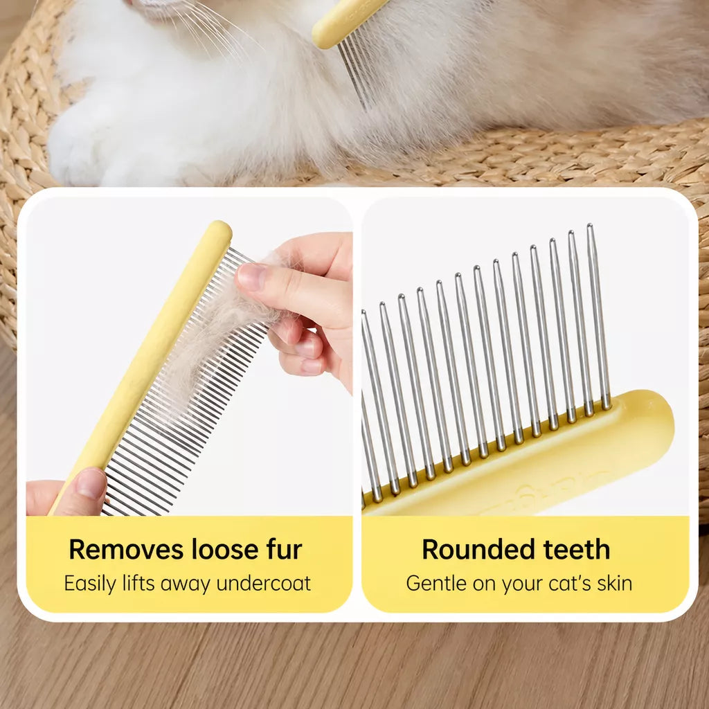 3-Piece Stainless Steel Pet Grooming Comb Set with Plastic Handles