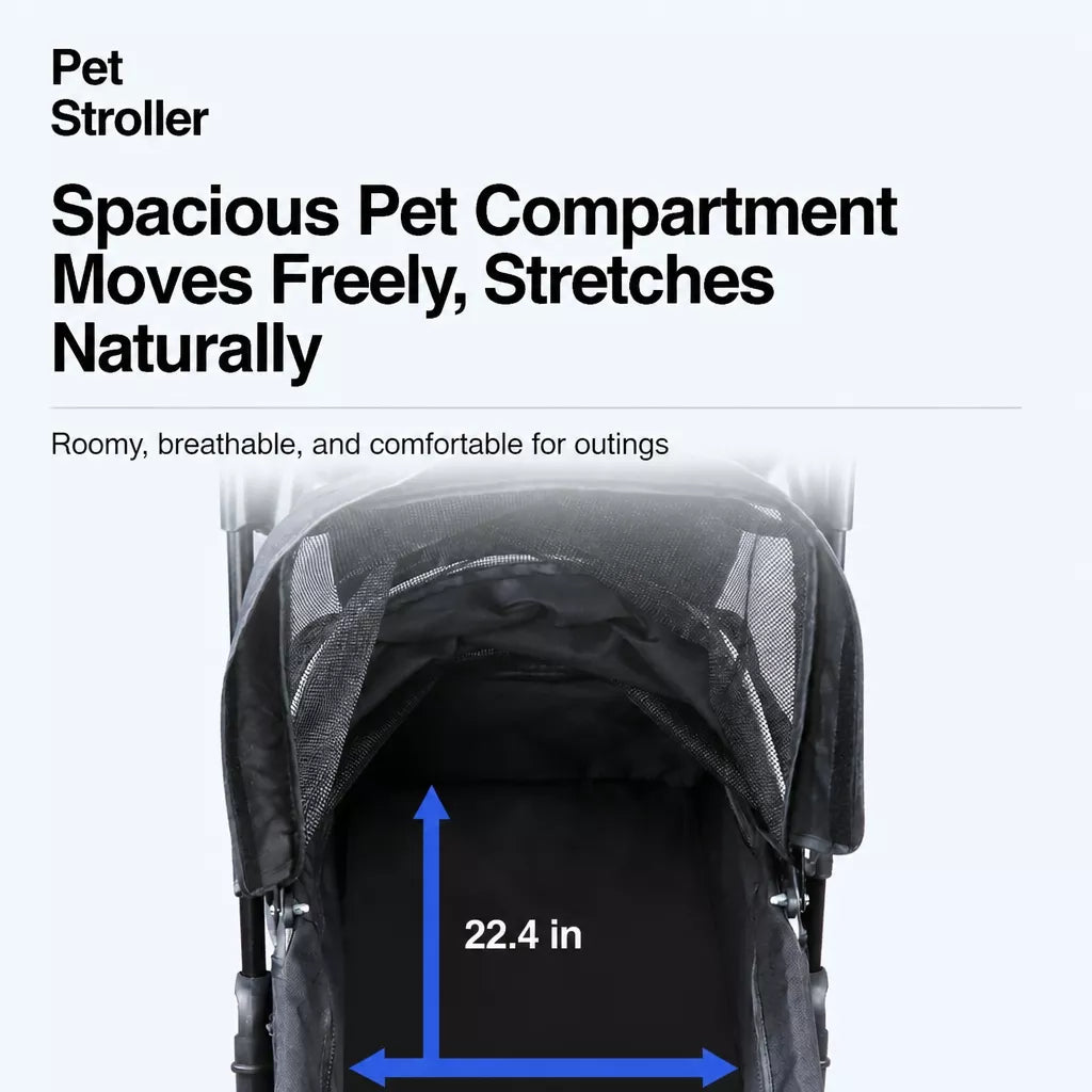 Foldable Pet Stroller with Removable Carrier and Tray