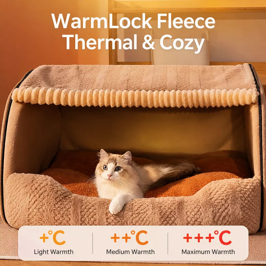 Enclosed Cat & Dog Bed with Removable, Washable Pad