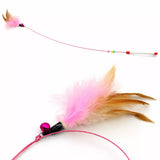Steel Wire Cat Teaser Wand with Feather and Bell