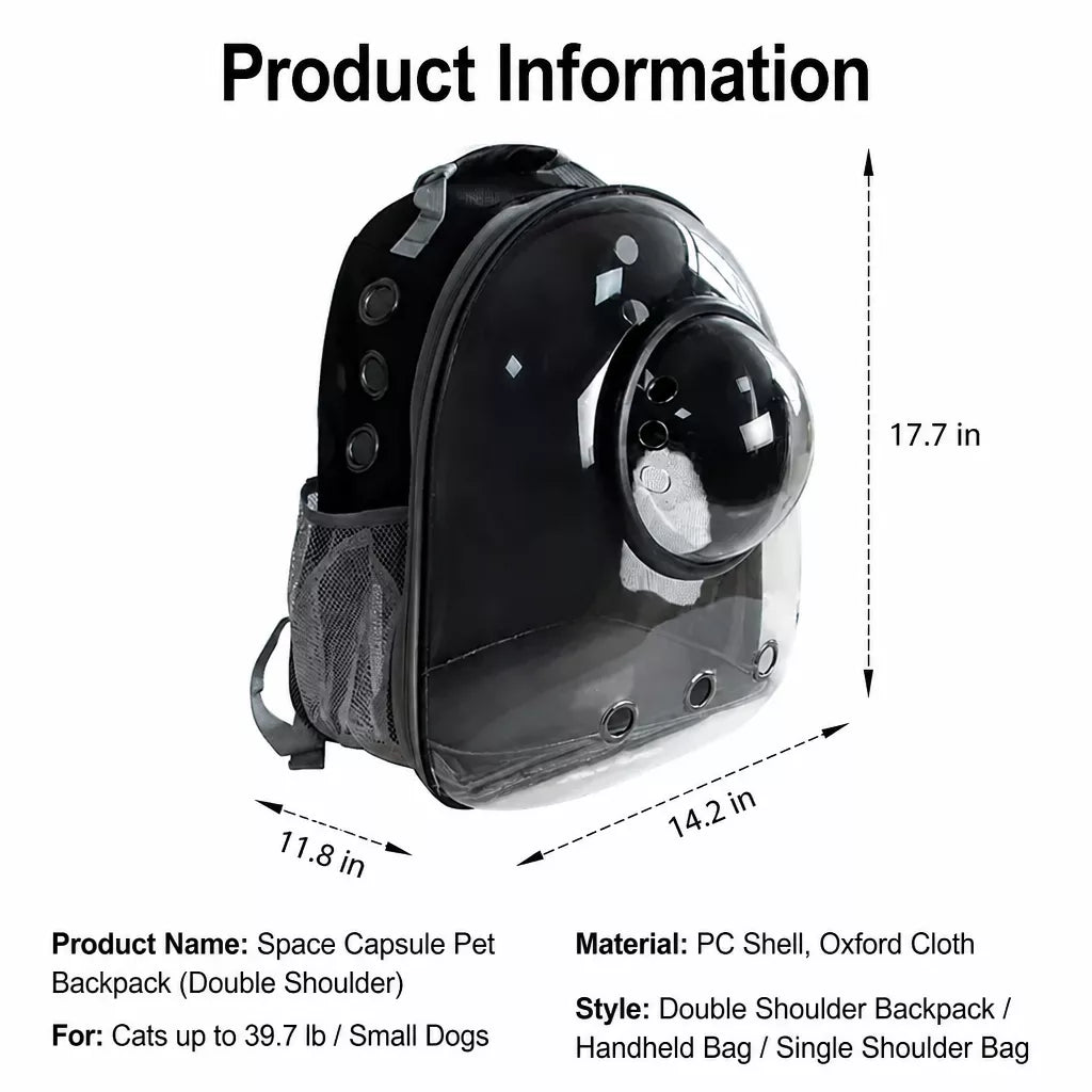 Cat Backpack Carrier with Panoramic Window and Side Vents