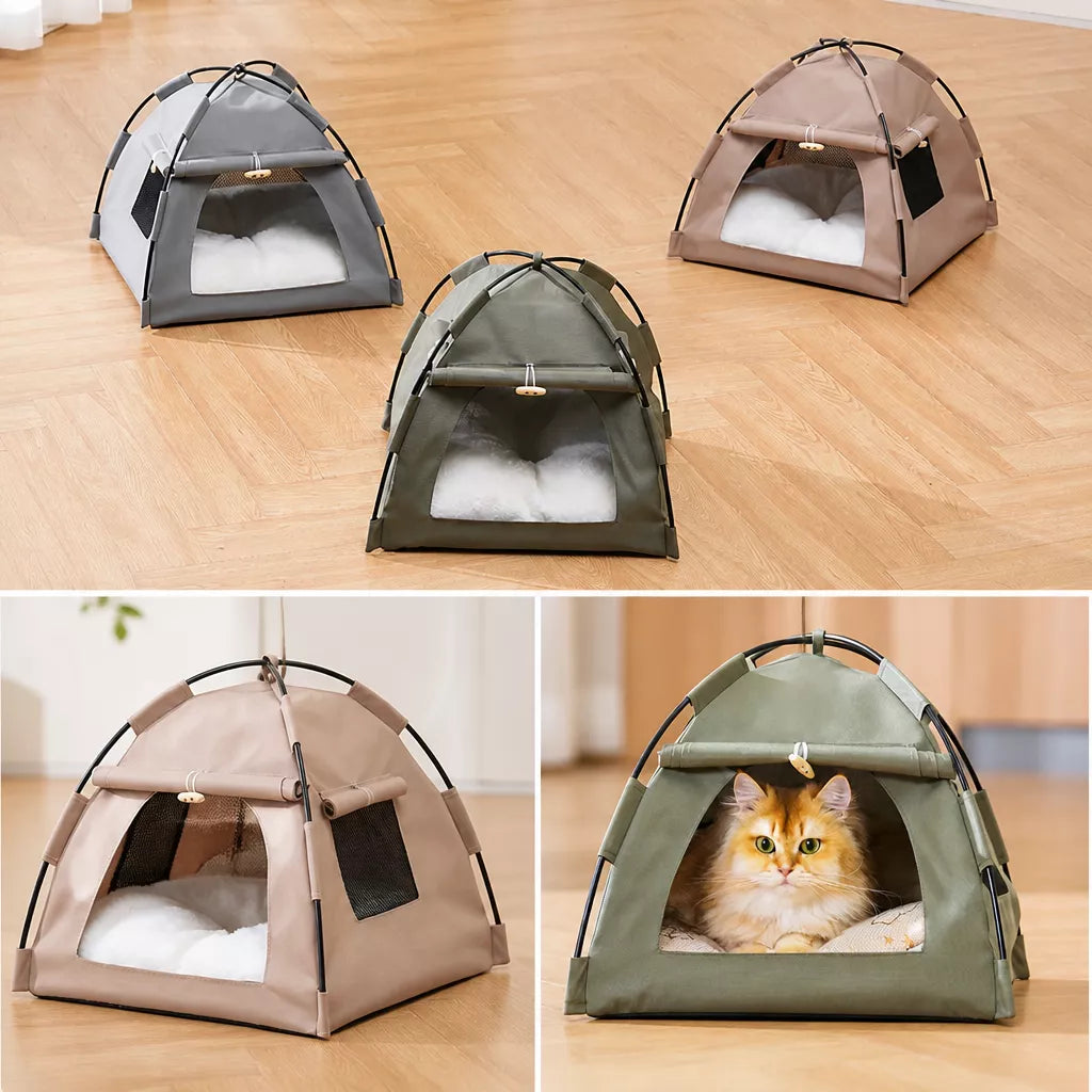 Semi-Enclosed Pet Tent Bed with Window for Small Dogs and Cats