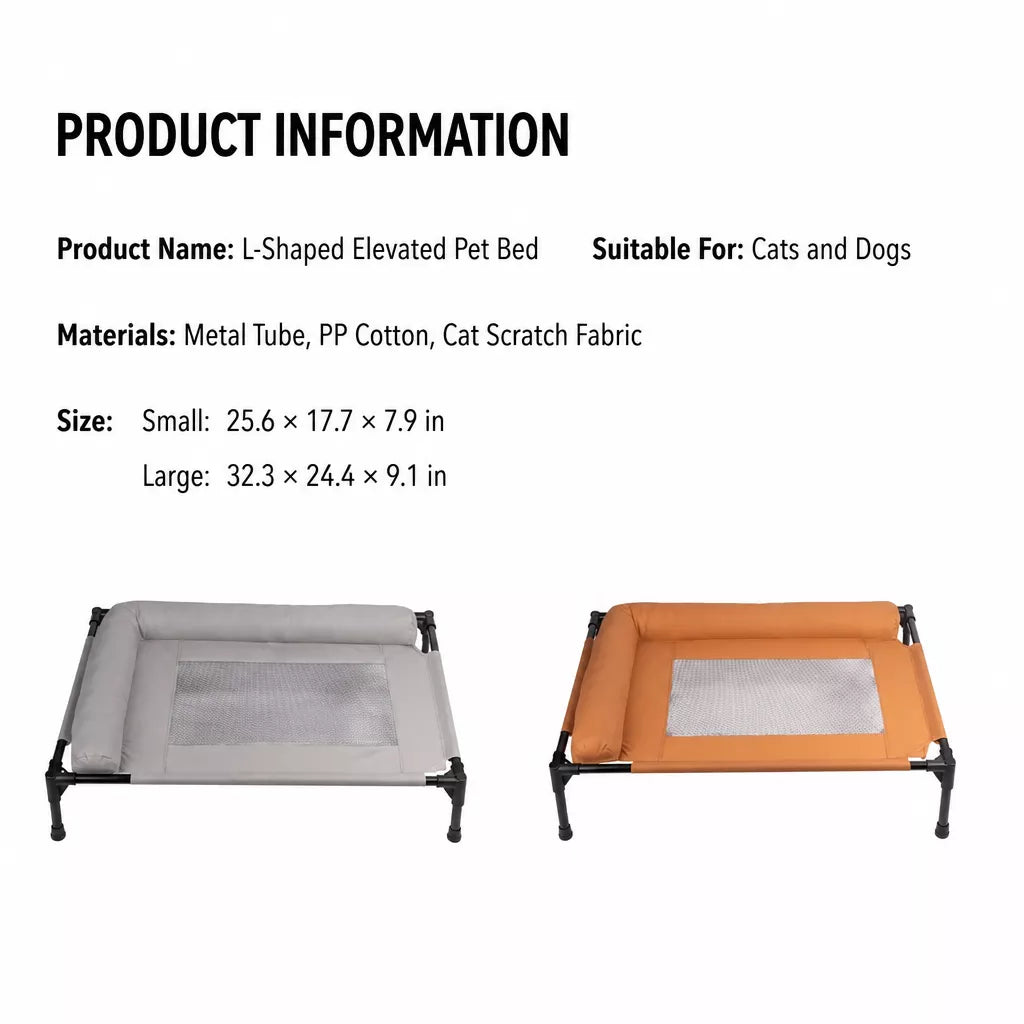 Raised Dog Cot Bed with Iron Frame