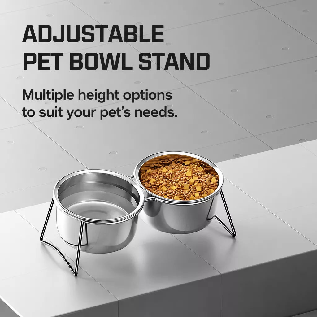 Stainless Steel Double Pet Bowls with Elevated Stand