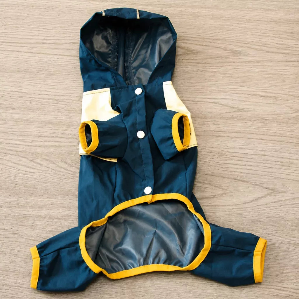 Four-Leg Polyester Dog Raincoat for Rainy-Day Walks