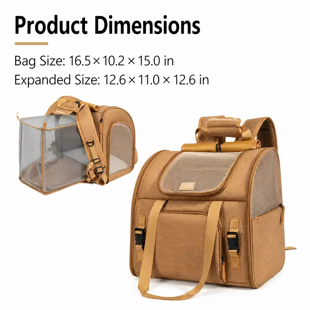 Expandable Pet Carrier Backpack for Cats and Small Dogs