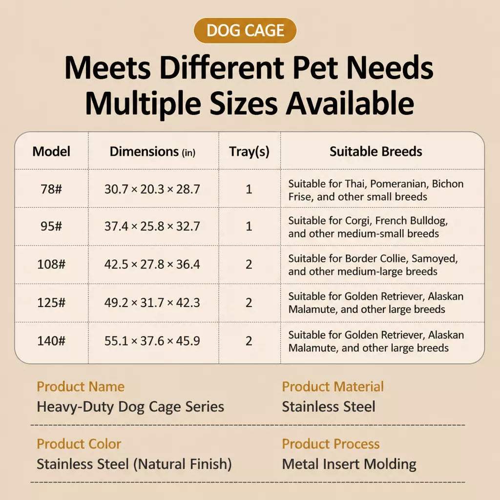 Stainless Steel Dog Crate with Tray