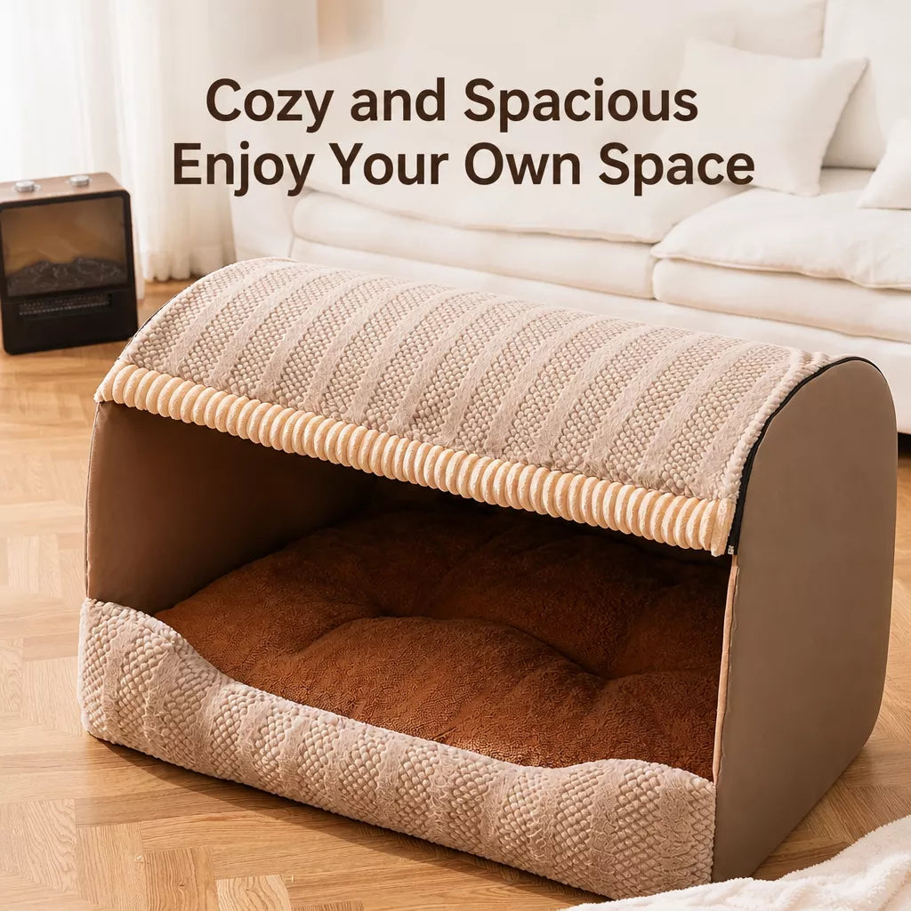 Enclosed Cat & Dog Bed with Removable, Washable Pad