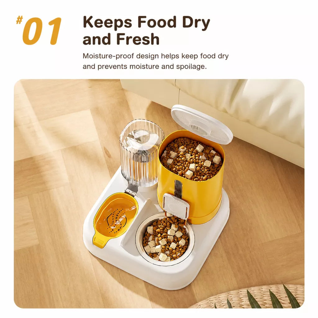 Automatic Pet Feeder with Dual Food and Water Bowls