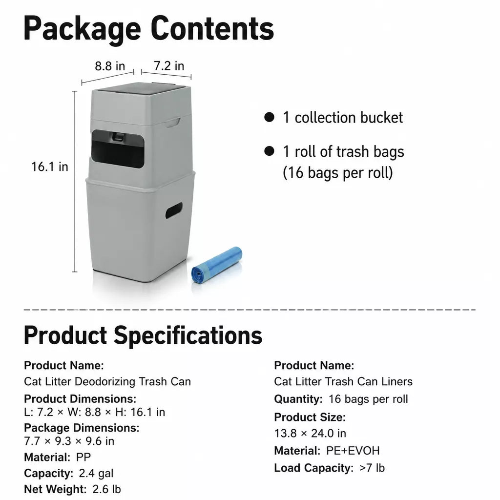 Covered Cat Litter Waste Bin