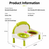 Elevated Double Pet Bowl Stand with Ceramic Bowls