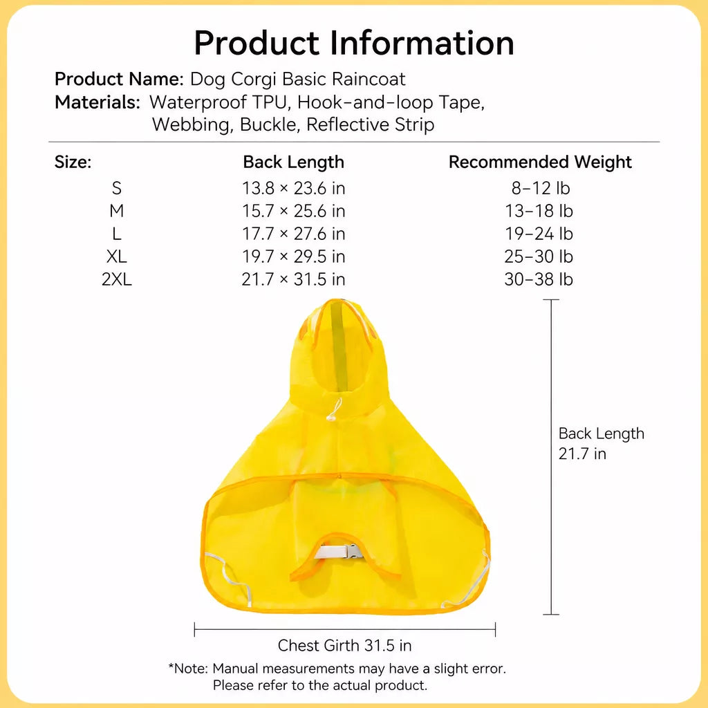 Dog Raincoat with Belly Coverage for Small to Medium Dogs
