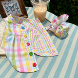 Plaid Color-Block Back-Closure Pet Shirt