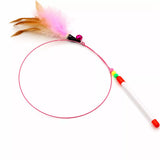 Steel Wire Cat Teaser Wand with Feather and Bell