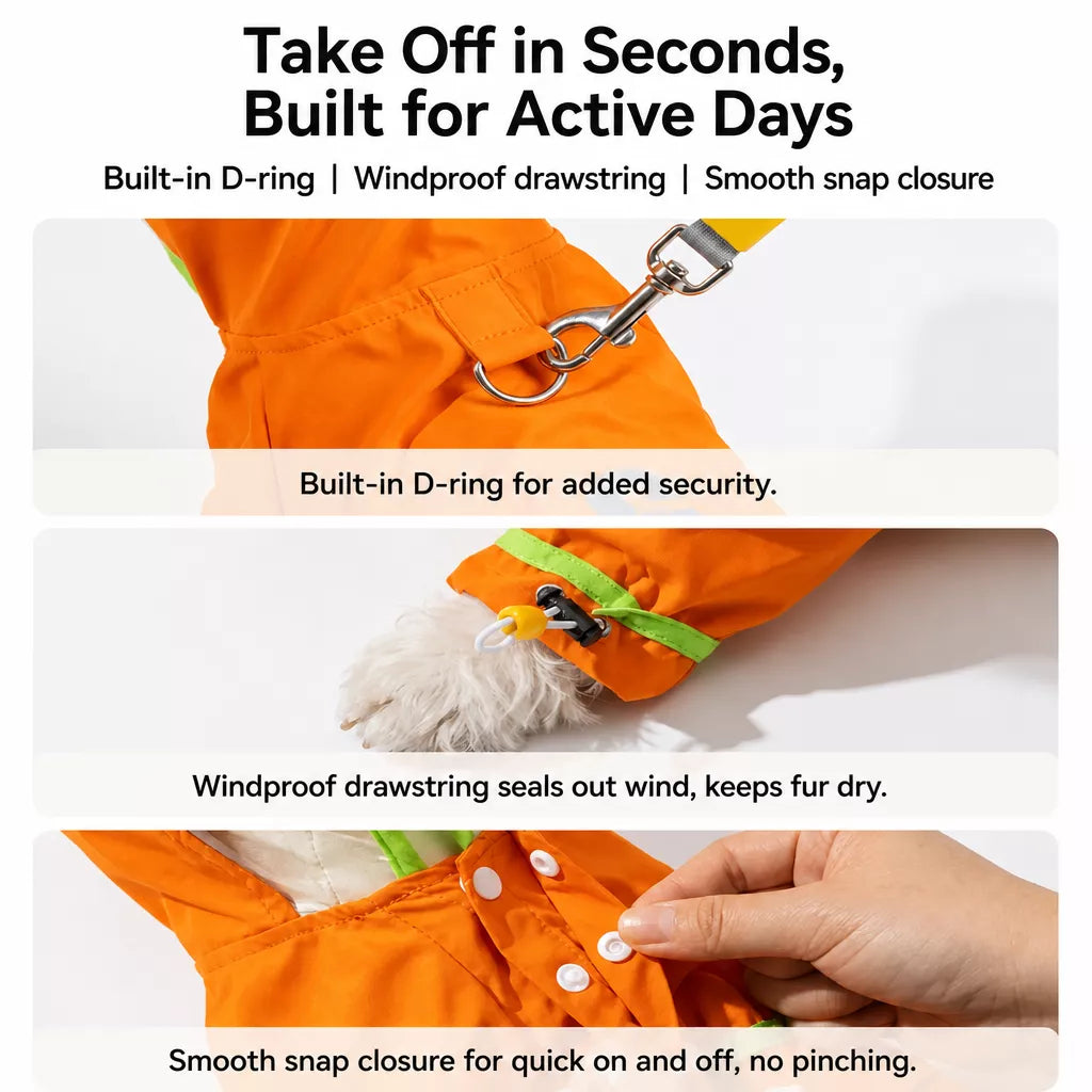 Four-Leg Raincoat for Small Dogs