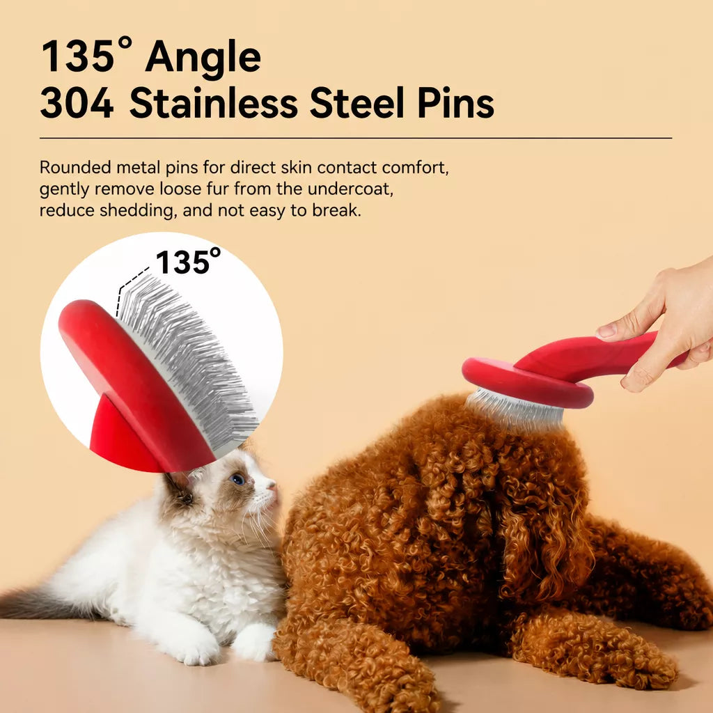 Cushioned Soft-Pin Slicker Brush for Dogs and Cats
