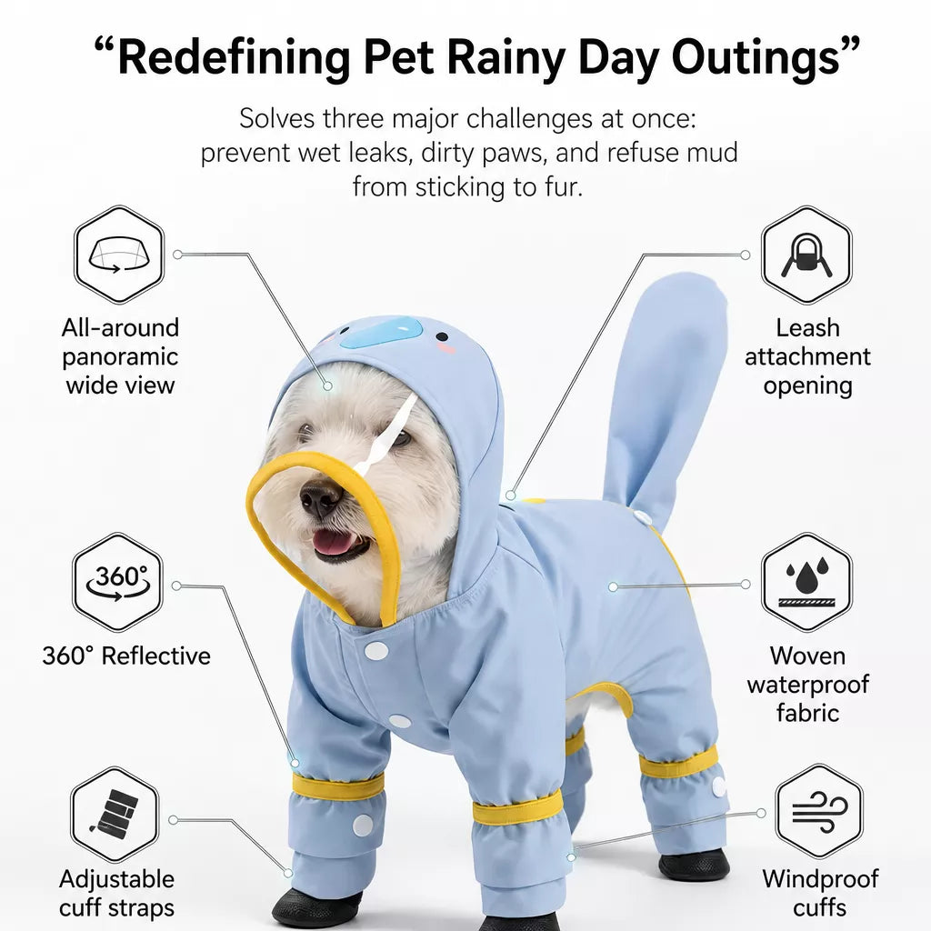 Waterproof Four-Leg Dog Raincoat