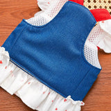 Cotton Denim-Style Pet Dress with Harness and Leash