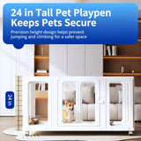 Movable Indoor Pet Playpen with Door and Casters