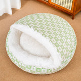 Enclosed Plush Pet Bed for Cats and Small Dogs