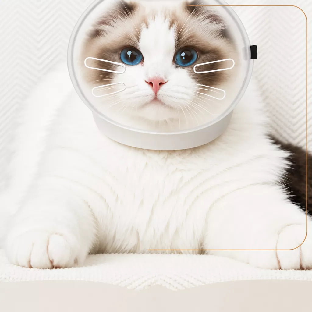 Plastic Recovery Cone for Cats During Grooming and Care