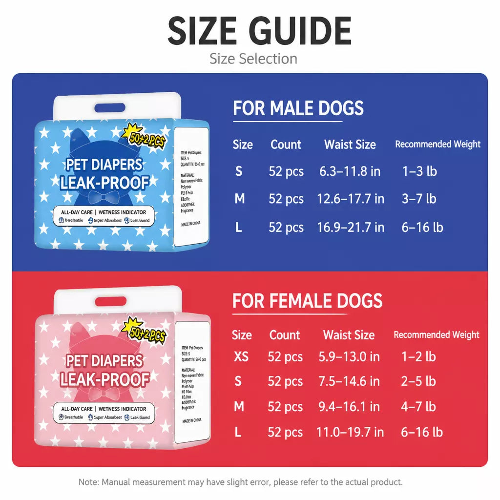 Disposable Dog Diapers for Male and Female Dogs