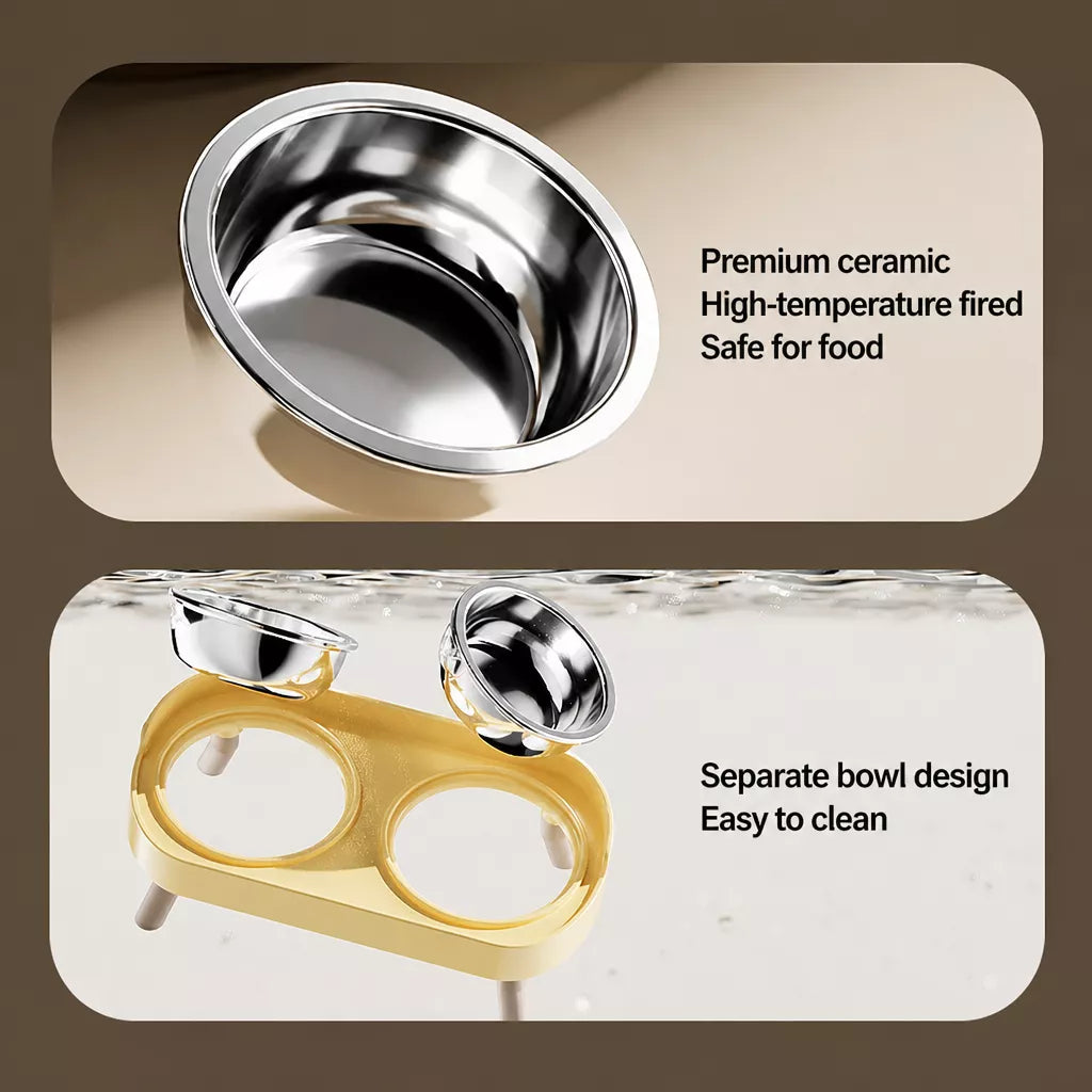 Stainless Steel Dog Bowl with Plastic Stand for Small Dogs
