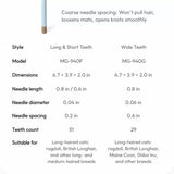 Long- and Short-Tooth Pet Rake Comb for Dogs and Cats