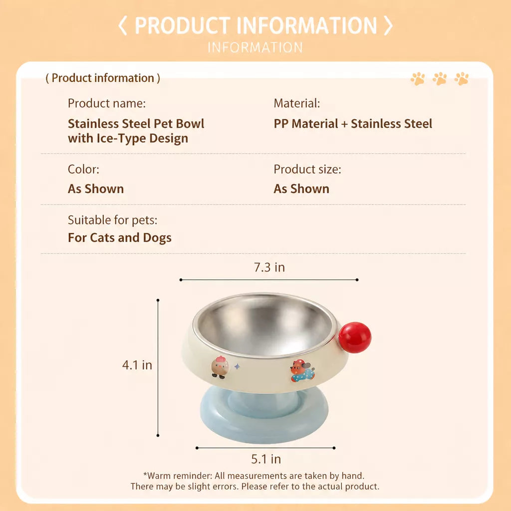 Pet Food & Water Bowl with Low-Profile Non-Slip Base