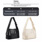Faux Leather Mesh Crossbody Pet Carrier for Small Cats and Dogs