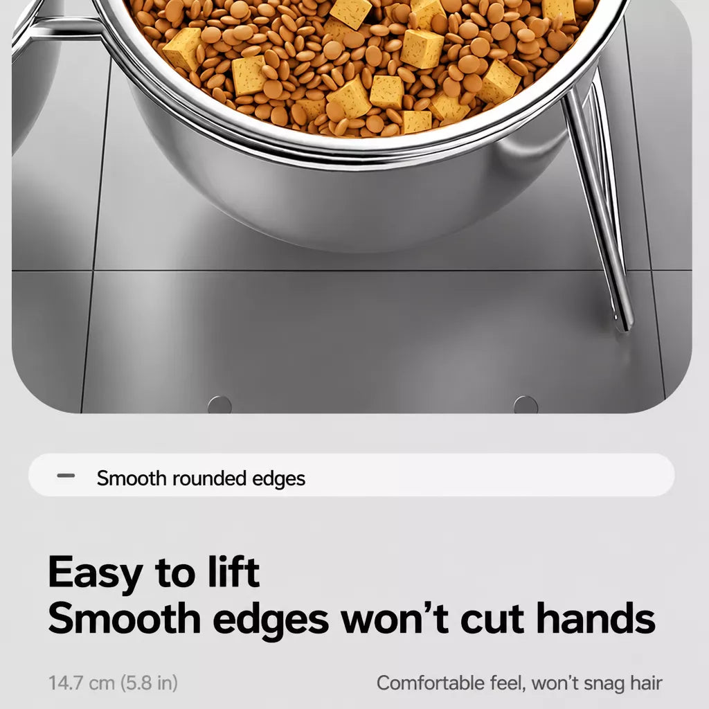 Stainless Steel Double Pet Bowls with Elevated Stand